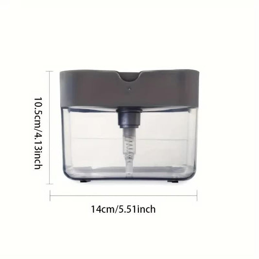 2-Pack Grey Kitchen Press-Type Dish Soap Dispenser & Sponge Caddy - 2-in-1 Automatic Liquid Pump for Dish Scrubbers & Scouring Pads