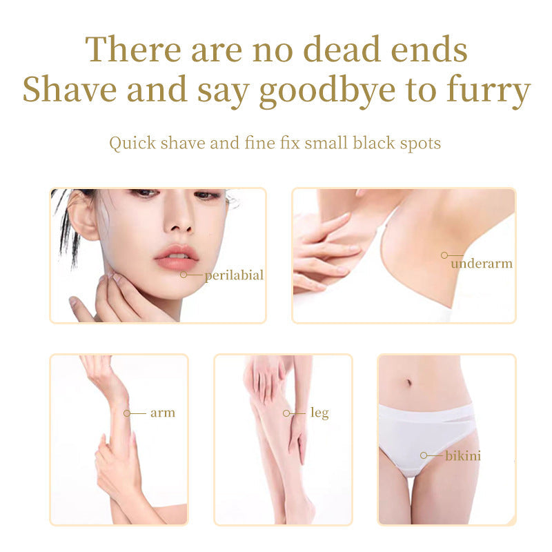 Gold Painless Electric Shaver for Women - USB Rechargeable Bikini Trimmer & Body Hair Remover, Wet & Dry Use