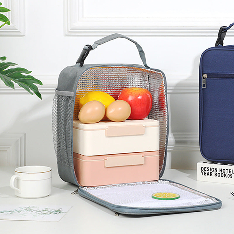 Dark grey Insulated Lunch Bag with Shoulder Strap - Portable & Large Capacity Thermal Bento Tote