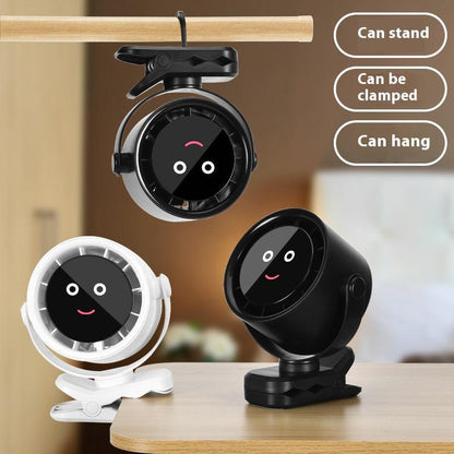 White Portable Stroller Fan with LED Display - Bladeless Safety Clip-On Fan for Baby & Desk (4000mAh, 360 degree Rotation).