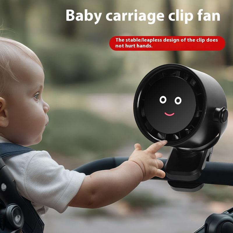 White Portable Stroller Fan with LED Display - Bladeless Safety Clip-On Fan for Baby & Desk (4000mAh, 360 degree Rotation).