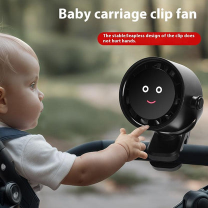 White Portable Stroller Fan with LED Display - Bladeless Safety Clip-On Fan for Baby & Desk (4000mAh, 360 degree Rotation).