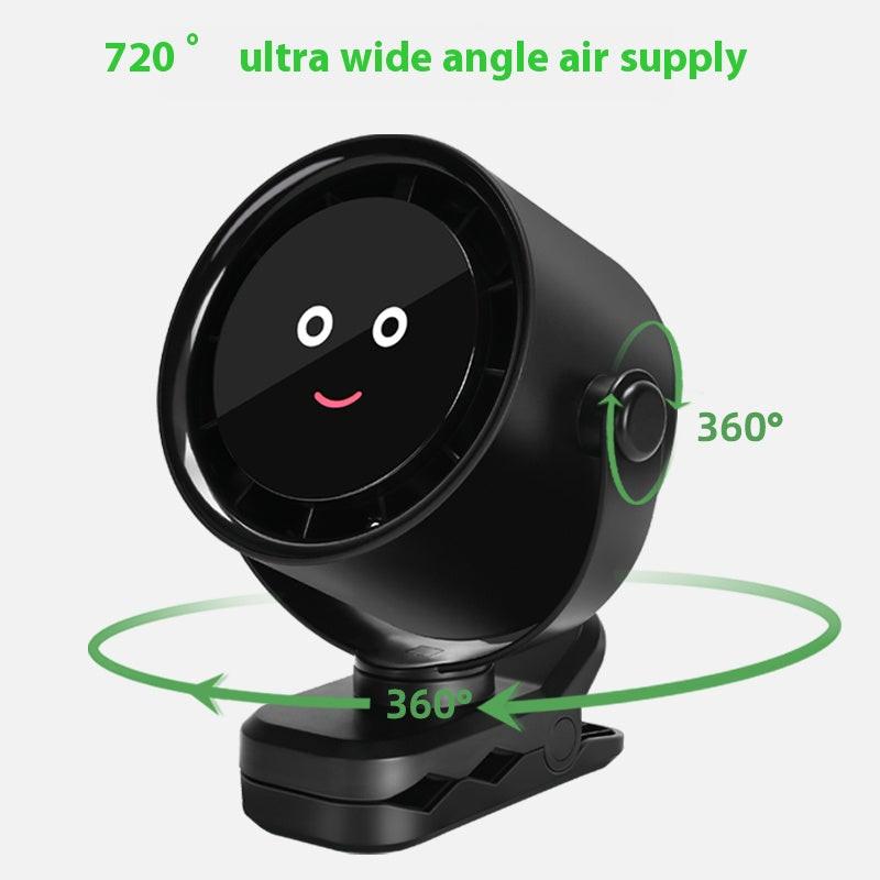 White Portable Stroller Fan with LED Display - Bladeless Safety Clip-On Fan for Baby & Desk (4000mAh, 360 degree Rotation).