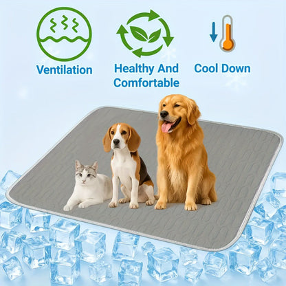 Grey Pet Summer Ice Silk Cooling Mat - Breathable Latex Sleep Pad for Dogs & Cats (50*40cm)