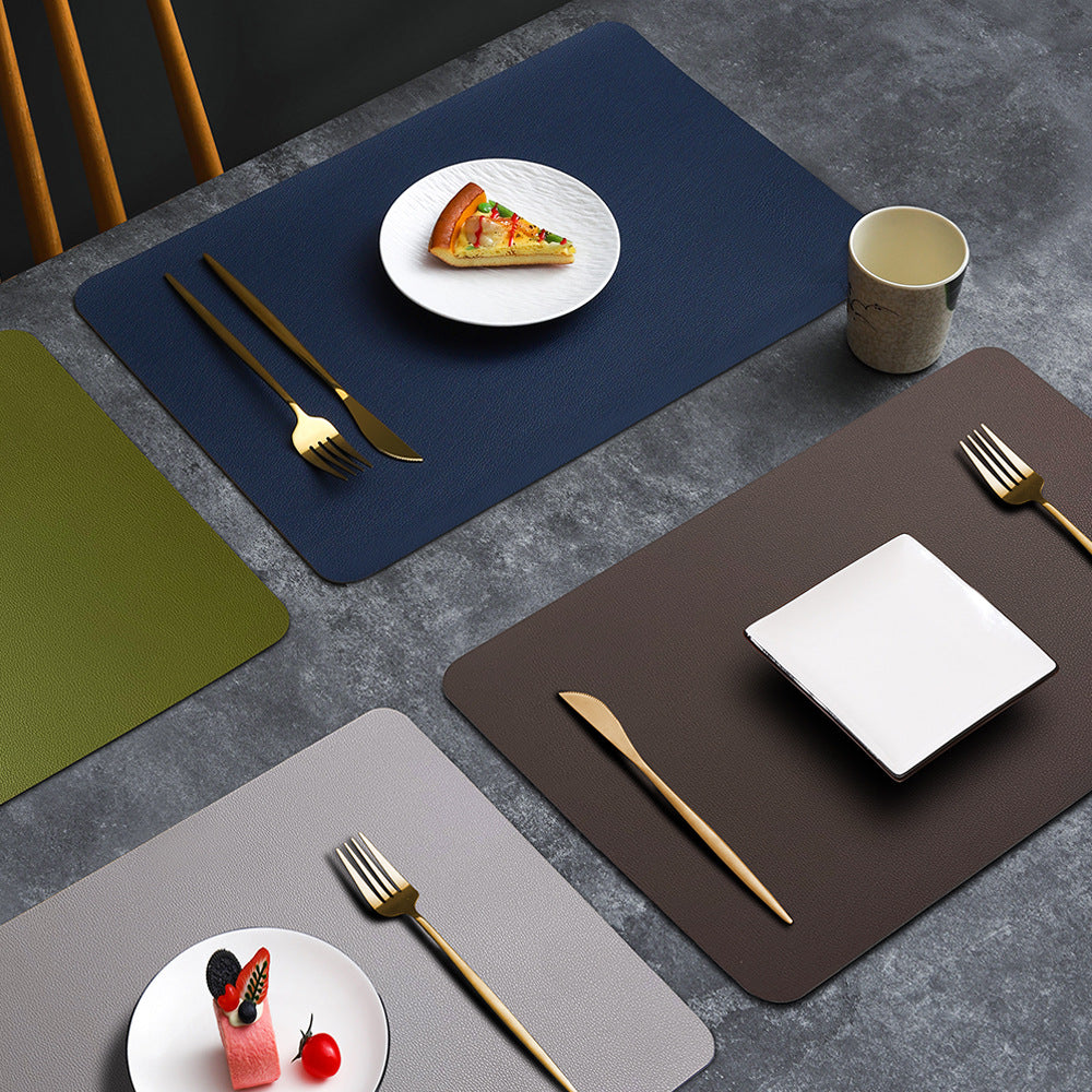 2-PCS Yellow and blue PVC Double-Sided Lychee Texture Table Mat - Waterproof, Heat-Resistant & Easy to Clean for Home and Hotel Use
