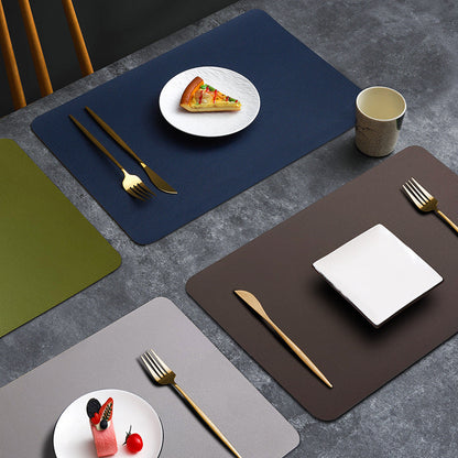 2-PCS Yellow and blue PVC Double-Sided Lychee Texture Table Mat - Waterproof, Heat-Resistant & Easy to Clean for Home and Hotel Use
