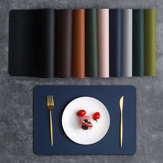 2-PCS Green and grey PVC Double-Sided Lychee Texture Table Mat - Waterproof, Heat-Resistant & Easy to Clean for Home and Hotel Use