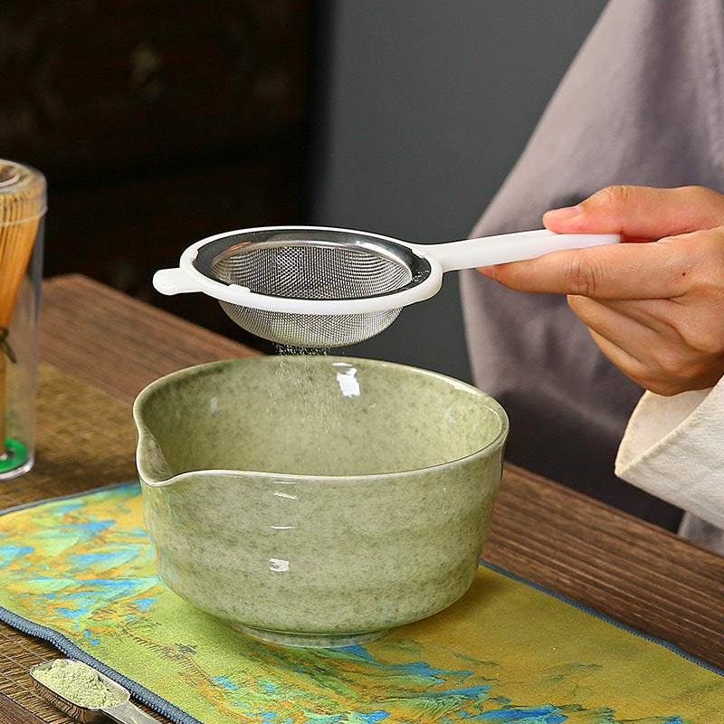 White Complete Matcha Tea Ceremony Set - 4-Piece Japanese Traditional Whisk, Bowl, Whisk Holder & Scoop for Authentic Preparation at Home