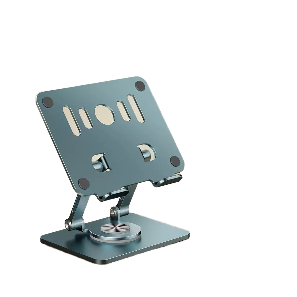 Green 360 degree Rotating Tablet & Phone Stand - Heavy-Duty Aluminum Adjustable Holder with Cooling for iPad, iPhone, and More.