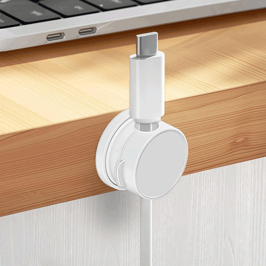10-PCS White 360 Degree Rotating Cable Organizer with Magnetic Mount for Desktop Wire Management.