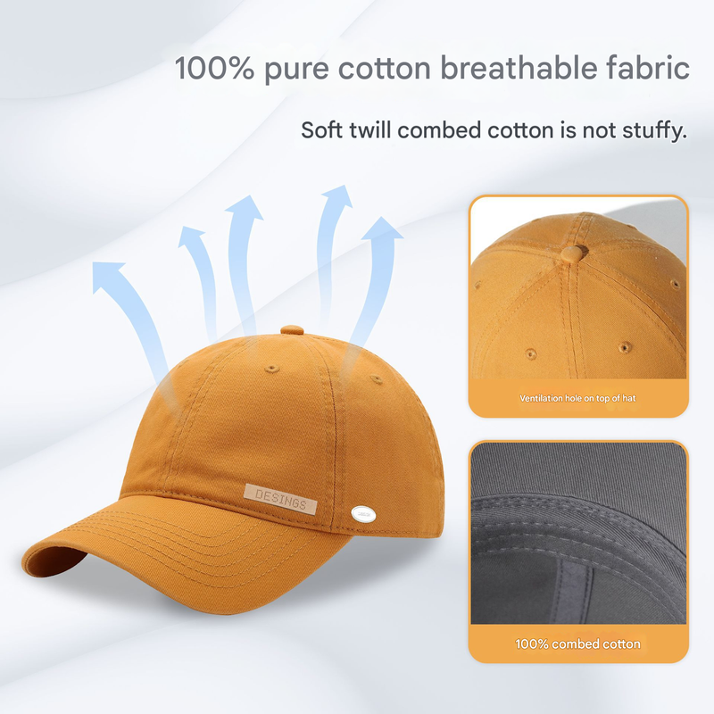 Pink Premium Pure Cotton Quick-Dry Baseball Cap - Outdoor Sports & Camping Sun Hat, Adjustable Fit(54-62cm)