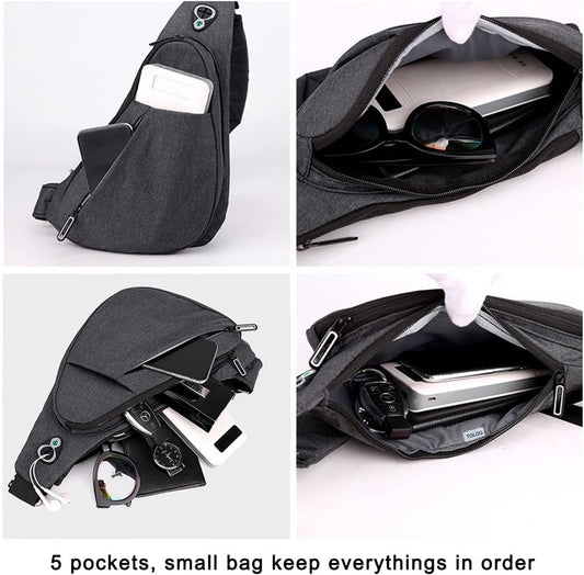 Black on the right shoulder New Men's Reflective Crossbody Sling Bag - Casual Commuter Shoulder Chest Pack for Daily Essentials