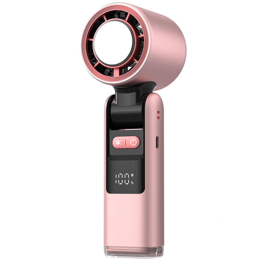 Pink New 100-Speed Portable Handheld Fan - Rechargeable Folding Turbo Mini USB Fan with Superconducting Cooling.