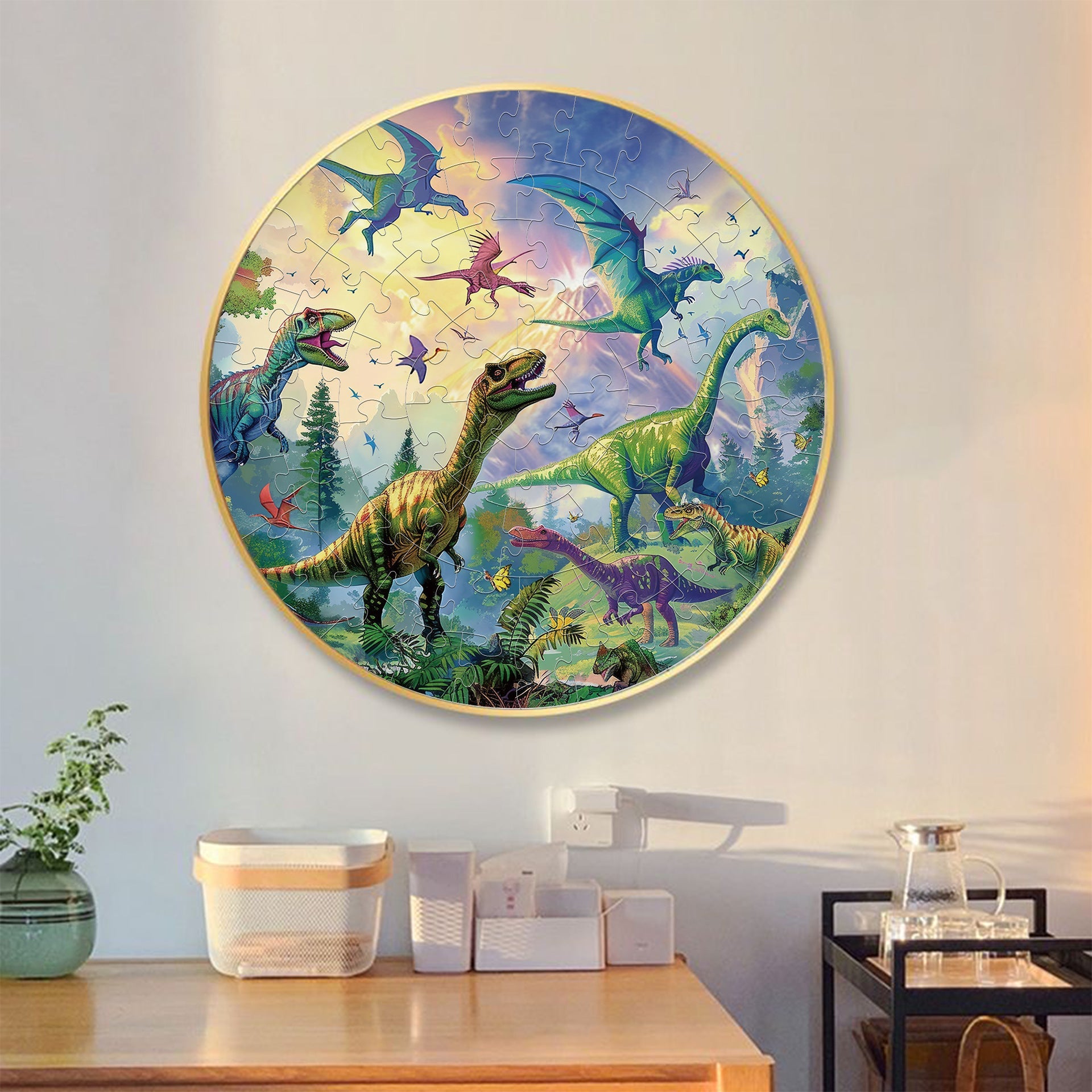 Dinosaur jigsaw puzzle Round Cardboard 70-Piece Jigsaw Puzzle - Educational Kids Puzzle Toy, Fun & Engaging.