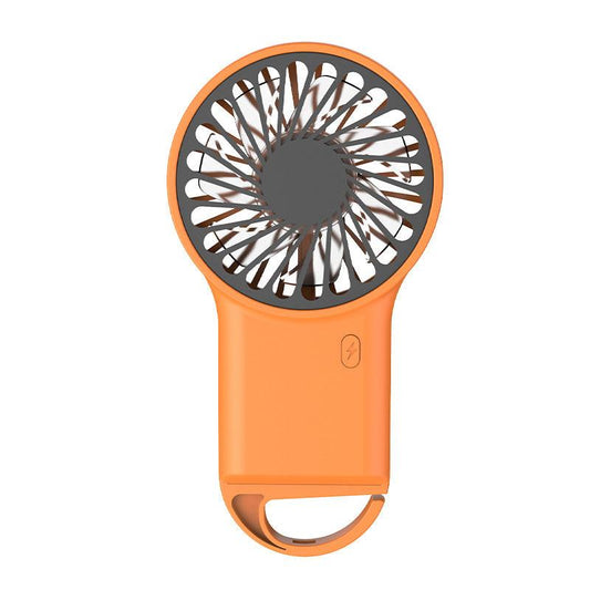 2-PCS Orange New Portable Handheld Air Cooler Fan - Foldable Desktop USB Rechargeable Mini Fan with Climbing Buckle.