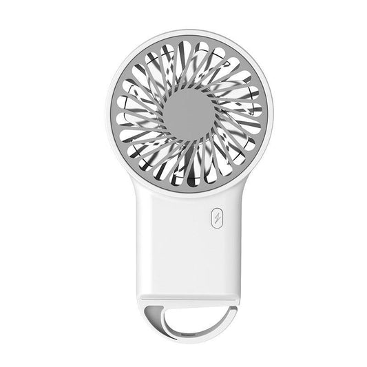 2-PCS White New Portable Handheld Air Cooler Fan - Foldable Desktop USB Rechargeable Mini Fan with Climbing Buckle.