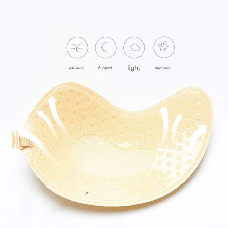 3-PCS Skin color Invisible Silicone Push-Up Bra - Reusable Adhesive Mango Breast Pasties with Breathable Design - Strapless Backless Self-Adhesive Nipple Covers for Women(Cup A)