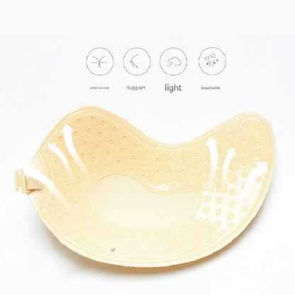 3-PCS Skin color Invisible Silicone Push-Up Bra - Reusable Adhesive Mango Breast Pasties with Breathable Design - Strapless Backless Self-Adhesive Nipple Covers for Women(Cup A)