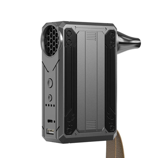Black Multifunctional Turbo Fan - Portable High-Speed Dust Blower with LED Light & Emergency Power Bank for Outdoor & Home Use.