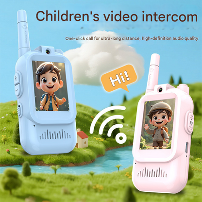 Kids Video Walkie Talkie 2-Pack with 2-inch Screen - Long Range, Clear Sound & Voice Changer for Outdoor Fun & Indoor Play.