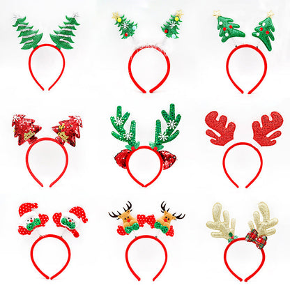 3-PCS Elk head Festive Christmas Headbands for Adults & Kids - Reindeer Antlers, Santa, Snowman & Christmas Tree Designs