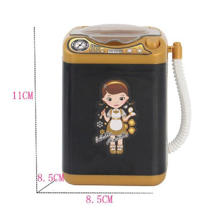 Black Kids Mini Electric Toy Washing Machine with Spin Dryer Basket - Pretend Play Appliance.