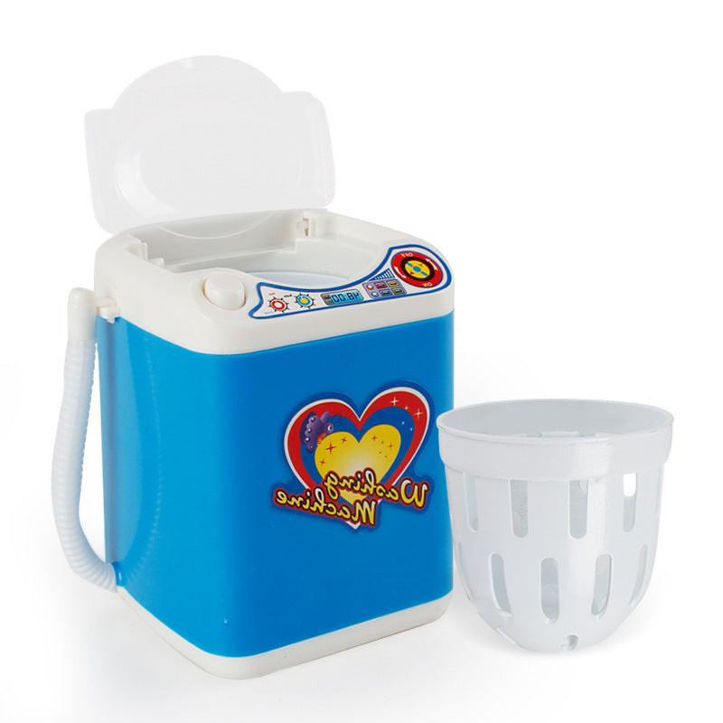Blue Kids Mini Electric Toy Washing Machine with Spin Dryer Basket - Pretend Play Appliance.
