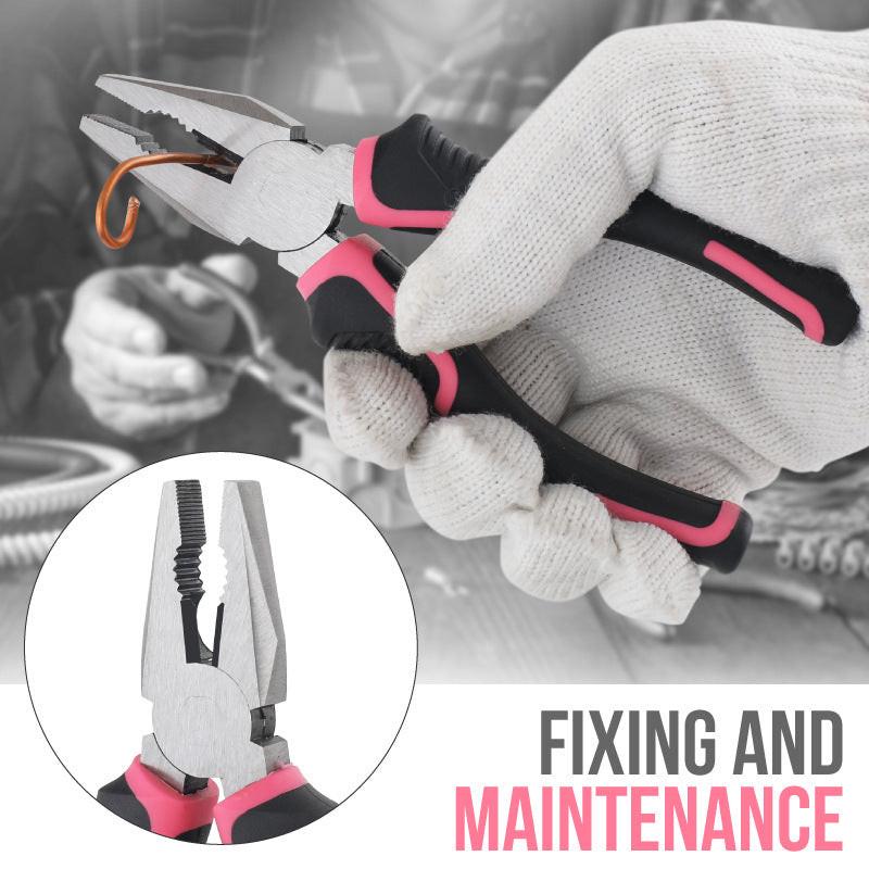 Pink 42 Piece Home Tool Set with 4V Cordless Electric Screwdriver Kit for DIY Repairs and General Household Maintenance Portable Storage Case.