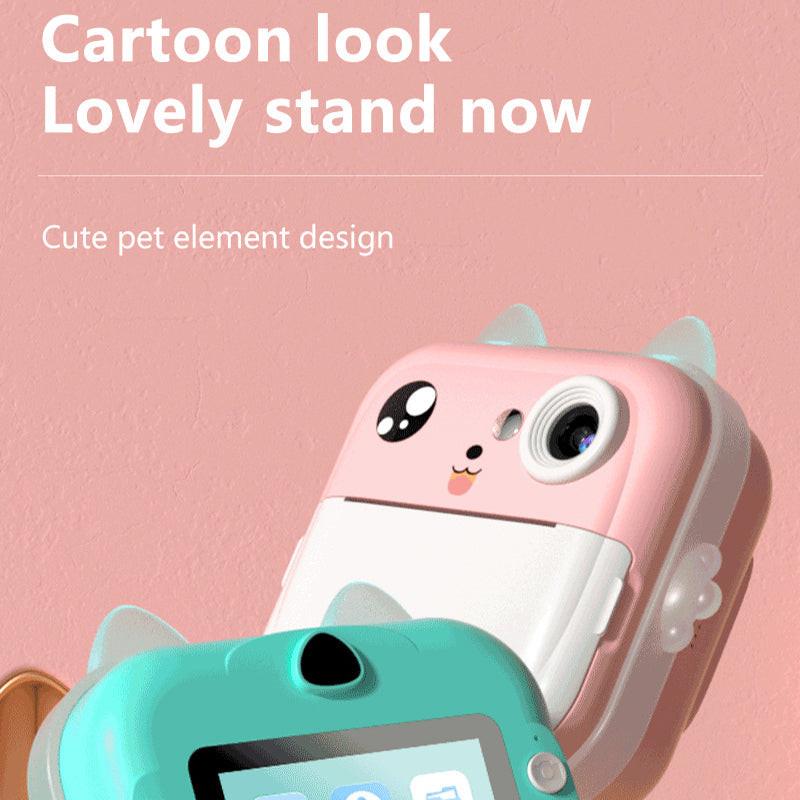 Pink rabbit Kids Instant Print Camera Zero Ink Digital Video Recorder with 32GB Card and 3 Paper Rolls Portable Rechargeable Toy Gift.