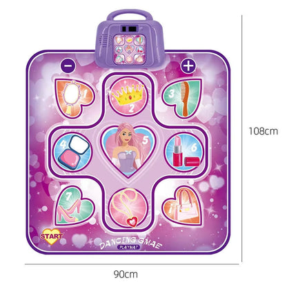 Kids Electronic Dance Mat Princess Theme Musical Rhythm Game with LED Lights Adjustable Volume Non-Slip Floor Playmat for Girls Age 3+.
