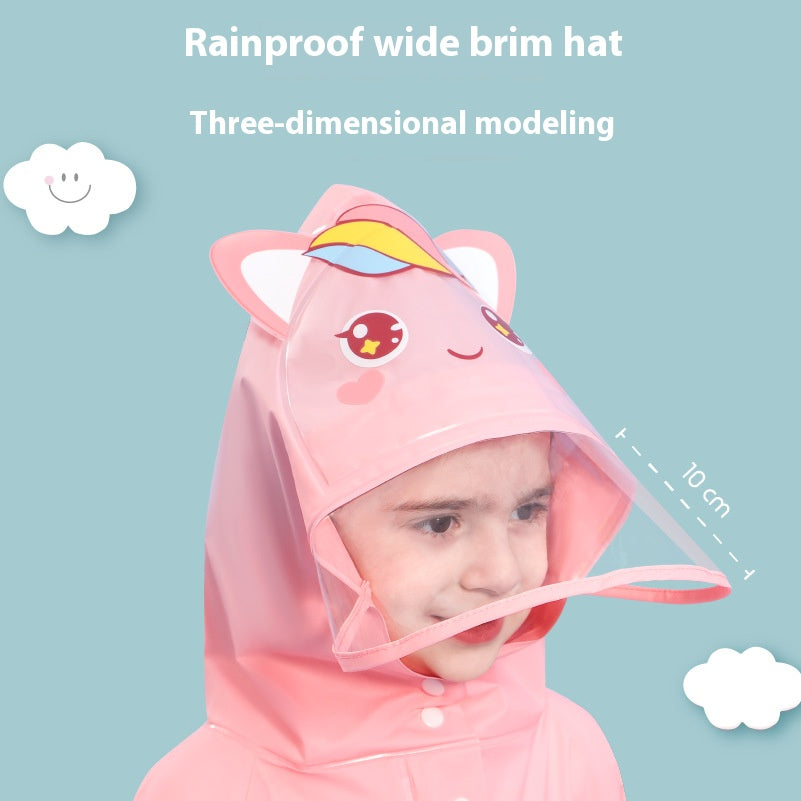 Pink unicorn  Kids Waterproof Raincoat with Expandable Backpack Slot Hooded Rain Jacket for Boys & Girls School & Outdoor(size:L)