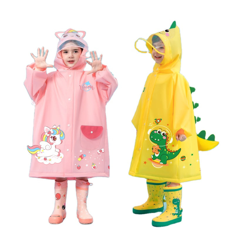 Pink unicorn  Kids Waterproof Raincoat with Expandable Backpack Slot Hooded Rain Jacket for Boys & Girls School & Outdoor(size:L)