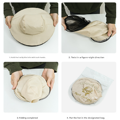 Green camouflage Outdoor Fishing Hat with Mesh Head Net Sun Protection Bucket Cap Anti-Mosquito Fly Guard for Gardening Hiking & Beekeeping