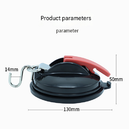 4 Pack Black plate + red button Heavy Duty Suction Cup Anchors with S-Hooks for Car Side Awnings and Camping Tarps Multifunctional Tie Down Points for Outdoor Road Trips 10kg Capacity.