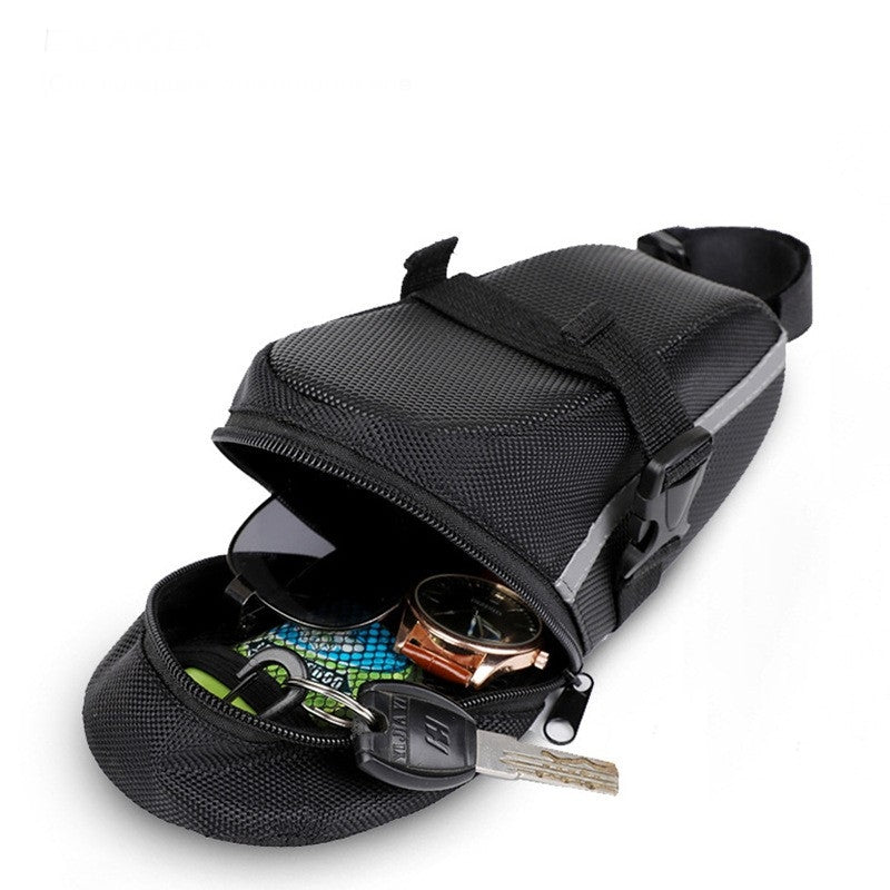 Red Water Resistant Bicycle Saddle Bag Under Seat Wedge Pack with Reflective Strip and Quick Release Strap for MTB Road Bikes