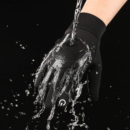 Black Winter Thermal Gloves for Men Outdoor Cycling Driving Waterproof Touch Screen Warm Fleece Lining Anti-Slip(Size:M)