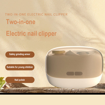 Cream yellow Electric Nail Clipper and Grinder 2-in-1 Automatic Nail Trimmer with LED Light Rechargeable Manicure Tool for Babies Adults and Seniors
