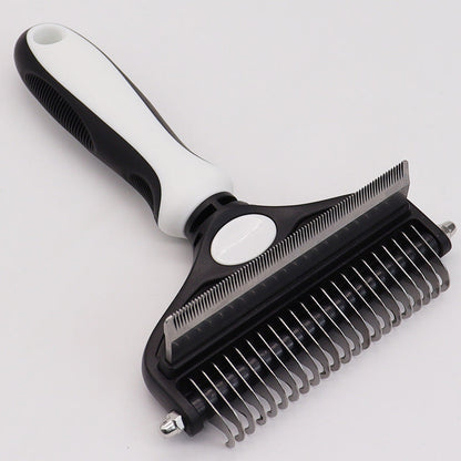 White Pet Grooming Comb – Fine Toothed Side for Hair Removal and Detangling, Ideal for Dogs with Long or Thick Coats in Australia