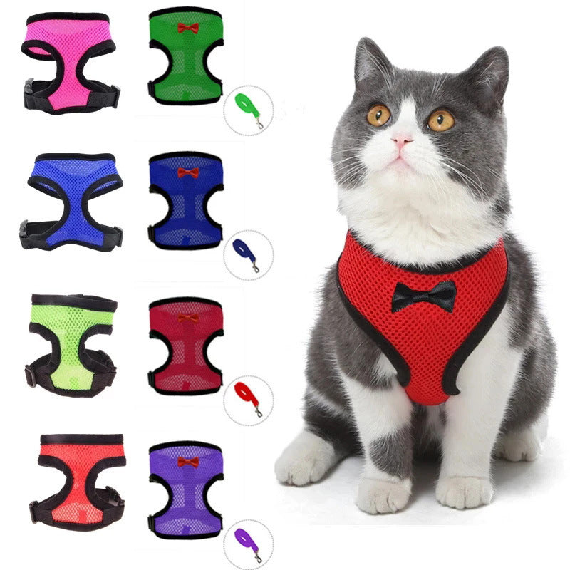 2-Pcs Green Adjustable Pet Harness with Leash – Breathable Mesh Design for Small Dogs, Cats, Chickens, Ducks & More | Anti-Escape, 360° Support, Lightweight & Comfortable in Australia(Size:XS)
