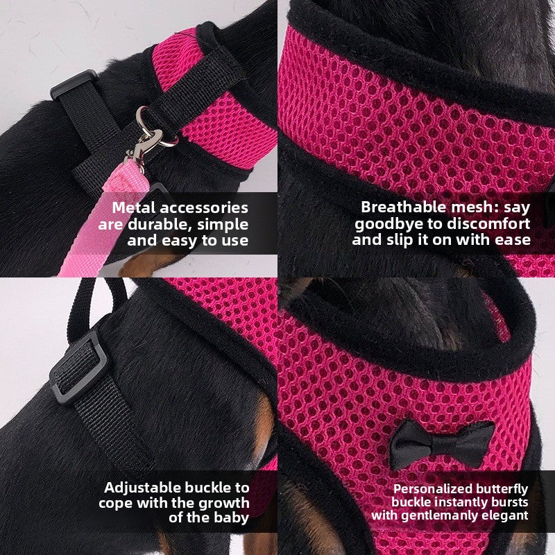 2-Pcs Pink Adjustable Pet Harness with Leash – Breathable Mesh Design for Small Dogs, Cats, Chickens, Ducks & More | Anti-Escape, 360° Support, Lightweight & Comfortable in Australia(Size:S)