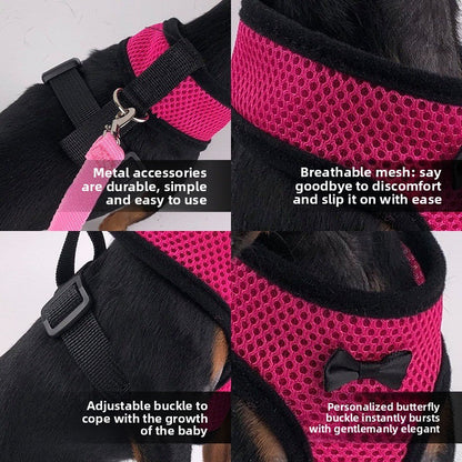 2-Pcs Pink Adjustable Pet Harness with Leash – Breathable Mesh Design for Small Dogs, Cats, Chickens, Ducks & More | Anti-Escape, 360° Support, Lightweight & Comfortable in Australia(Size:S)