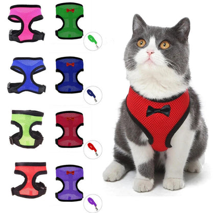 2-Pcs Red Adjustable Pet Harness with Leash – Breathable Mesh Design for Small Dogs, Cats, Chickens, Ducks & More | Anti-Escape, 360° Support, Lightweight & Comfortable in Australia(Size:S)