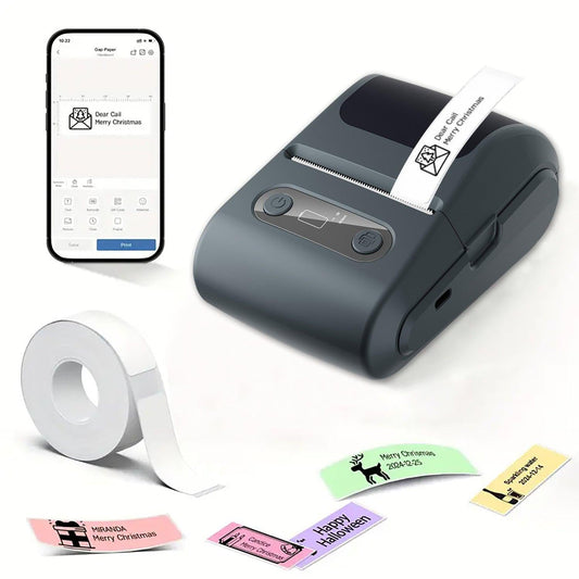 Blue Portable Bluetooth Thermal Label Printer â Compact, Ink-Free Mini Label Maker for Home, Office, and Small Business Use in Australia.