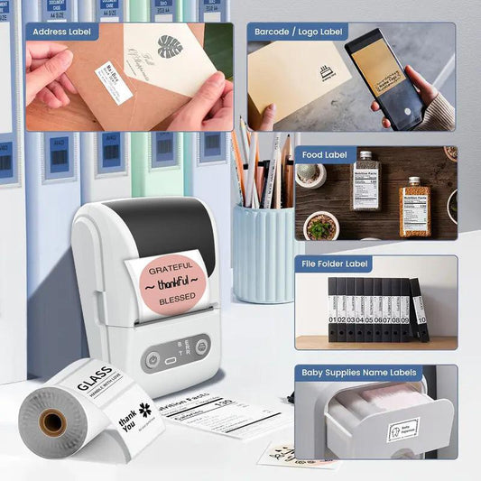 Black Portable Bluetooth Thermal Label Printer â Compact, Ink-Free Mini Label Maker for Home, Office, and Small Business Use in Australia.