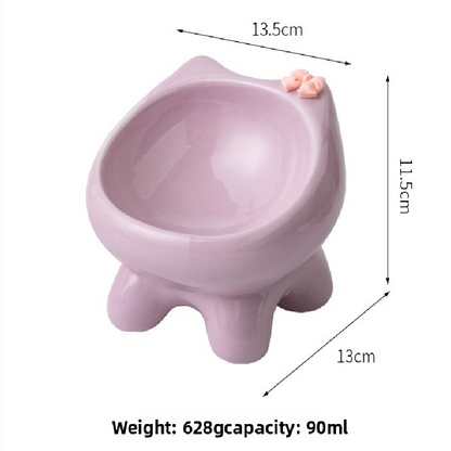 Purple Ceramic Elevated Cat Bowl Tilted Raised Pet Feeder with Anti-Slip Base Cute Design for Wet or Dry Food Ideal for Australian Pets