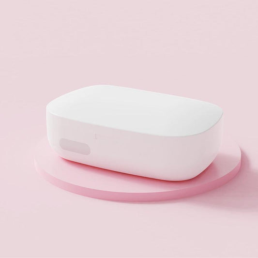 White  Ultrasonic Contact Lens Cleaner Machine Automatic Washer Case with UV Light LED Display 4 Timer Modes Type-C Rechargeable Portable for Travel.