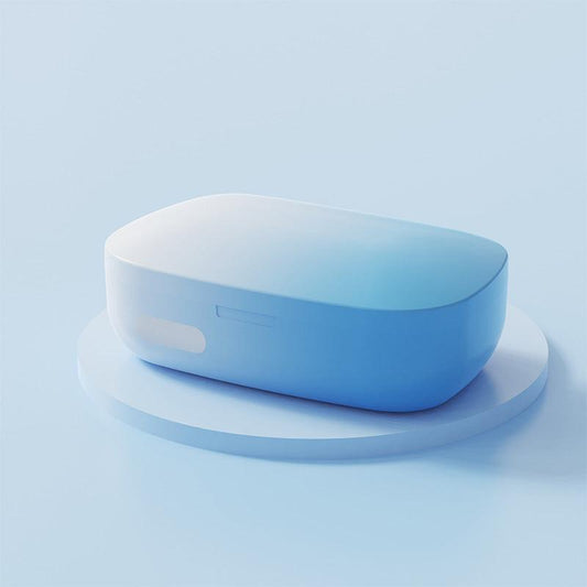 White and blue gradient Ultrasonic Contact Lens Cleaner Machine Automatic Washer Case with UV Light LED Display 4 Timer Modes Type-C Rechargeable Portable for Travel.