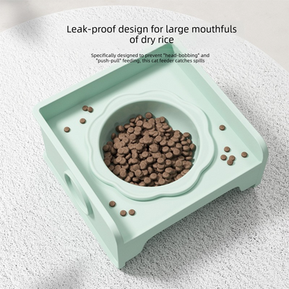Green Ceramic Raised Cat Bowl with Splash Proof Stand 250ml Elevated Pet Feeder for Kittens and Small Dogs Modular Interlocking Design