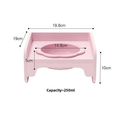 Pink Ceramic Raised Cat Bowl with Splash Proof Stand 250ml Elevated Pet Feeder for Kittens and Small Dogs Modular Interlocking Design