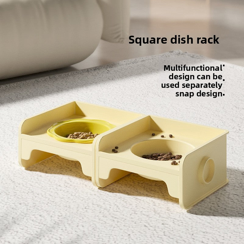 Pink Ceramic Raised Cat Bowl with Splash Proof Stand 250ml Elevated Pet Feeder for Kittens and Small Dogs Modular Interlocking Design